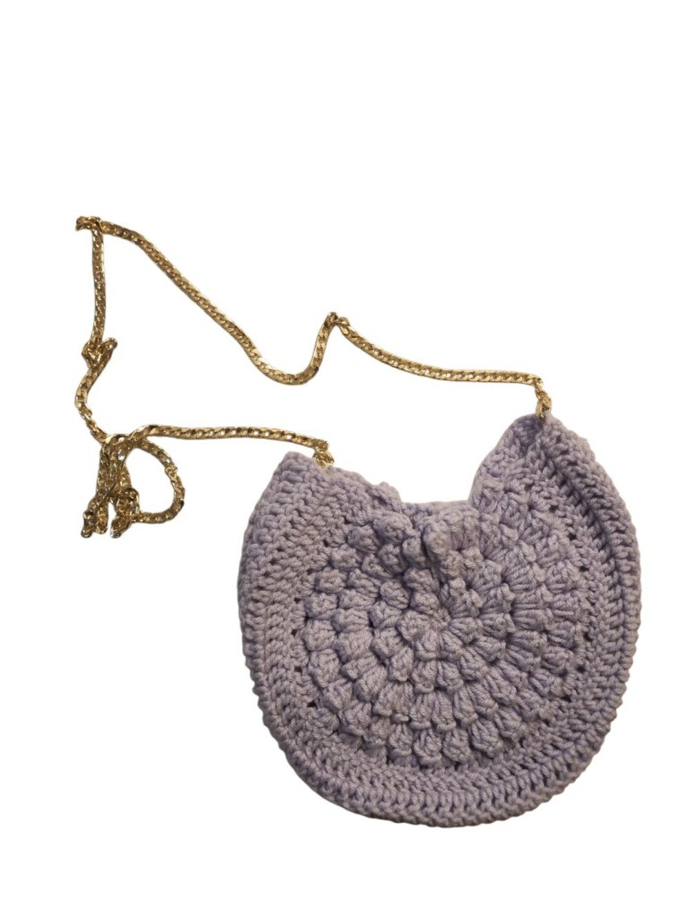 NWOT Handmade Custom Crochet Crossbody Purse Lilac Lavender Gold Strap